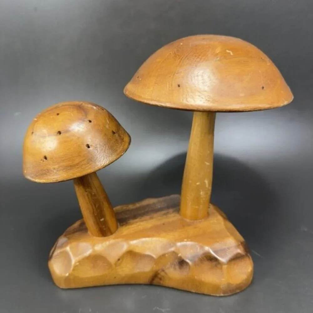 Vintage Monkey Pod Wood Large Wooden Mushroom Figurine‎ Decorative Hand Crafted